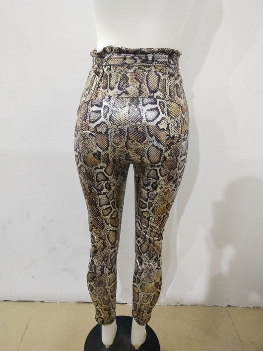 Pantalones Harem Estampado Piel de Serpiente Bronce para Mujer - Image 5
