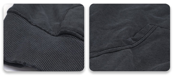 Sudadera Vintage Negra Oversize con Detalles Desgastados