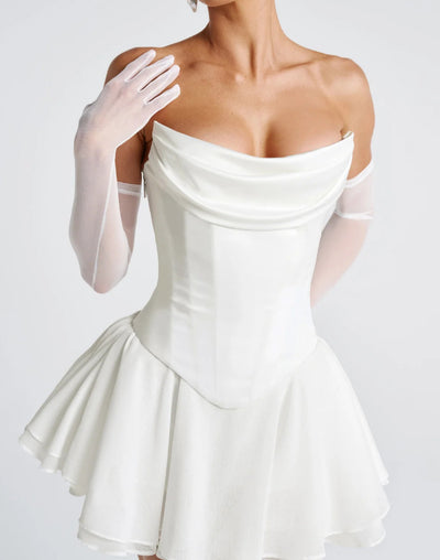 Vestido Tubo Francés de Color Sólido con Mangas - Image 9