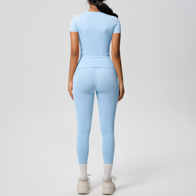 Conjunto Deportivo Mujer: Playera y Pantalón Yoga Cintura Alta - Image 4