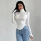 Blusa Ajustada de Cuello Alto Sexy y Elegante para Otoño e Invierno