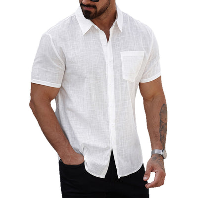 Camisa de Algodón Manga Corta para Hombre con Bolsillo - Image 5