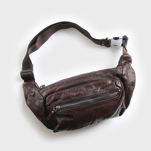 Bolsa de Pecho de Cuero Curtido al Vegetal para Hombre - Mochila Bandolera Casual - Image 11
