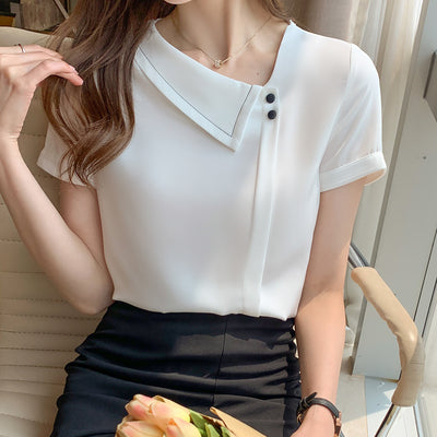Blusa Chiffon Escote V Efecto Reductor Estilo Occidental - Image 3