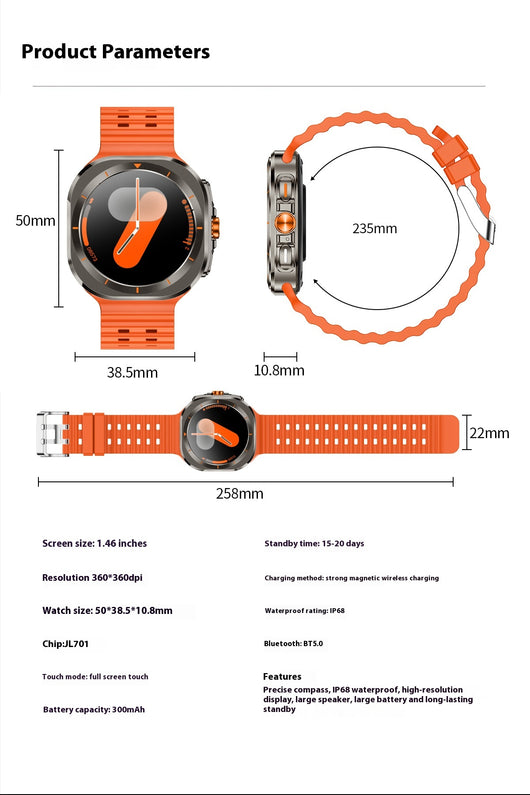 Reloj Inteligente W7 con Asistente de Voz, Monitoreo de Presión y Música - Image 15