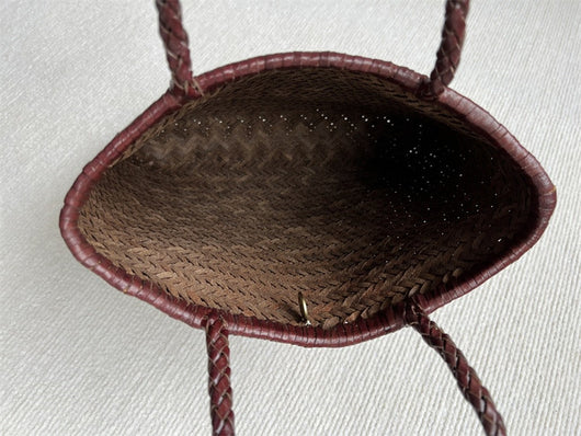 Bolso Tote de Cuero Genuino Tejido Hecho a Mano - Image 5