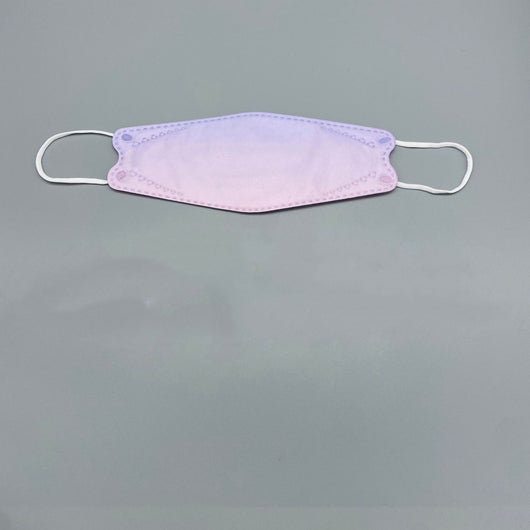 Gradient pink and purple fish-type 4D protective mask with white ear loops on a gray background. - Image 7