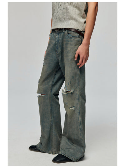 Pantalones Vaqueros Vintage Rotos Sueltos Acampanados - Image 10