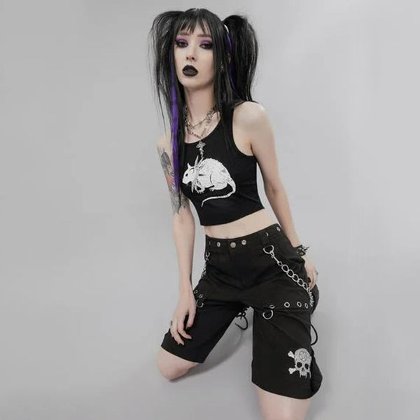 Chaleco Estampado Dark Style - Top Corto Sexy Interior