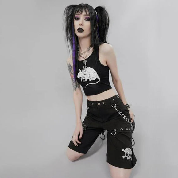 Chaleco Estampado Dark Style - Top Corto Sexy Interior
