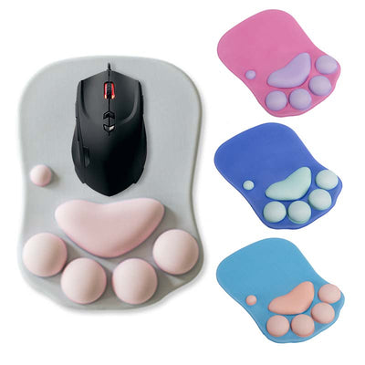 Mousepad con Soporte para Muñeca y Diseño de Patitas de Gato