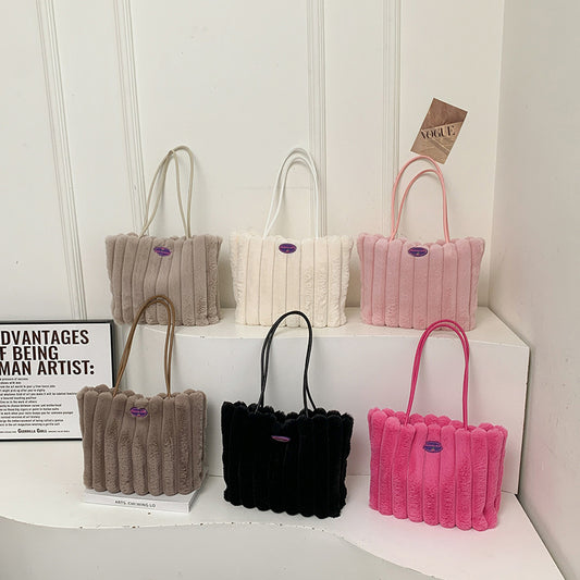 Bolso Tote Grande de Felpa para Otoño e Invierno - Image 2