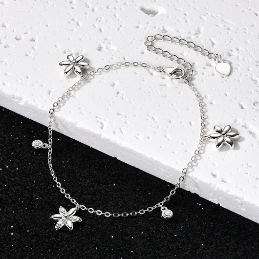 Pulsera de Plata Esterlina con Moissanita D Color y Flor Roja para Mujer - Image 6
