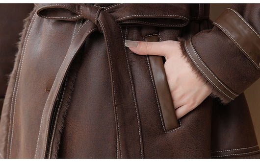 Abrigo de Invierno Largo en Terciopelo Mink para Mujer - Image 20