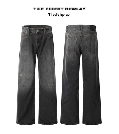Jeans Rectos Anchos con Efecto Desteñido y Salpicaduras de Tinta para Mujer - Image 10