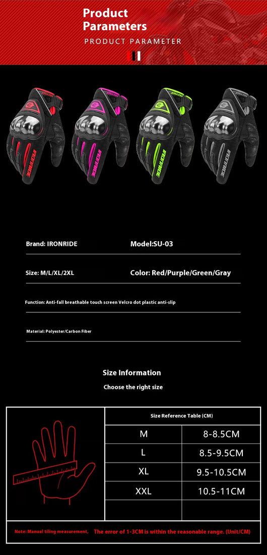 Guantes de Motocicleta Blindados con Pantalla Táctil y Protección Antigolpes - Image 9