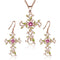 Fashion Alloy Cross Earrings Necklace Pendant Set Rose Dorado suit