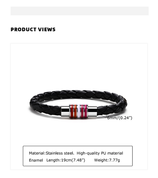 Pulsera Magnética de Acero Titanio con Bandera Arcoíris para Parejas - Image 6