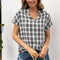 Camisa Casual de Cuadros con Cuello en V