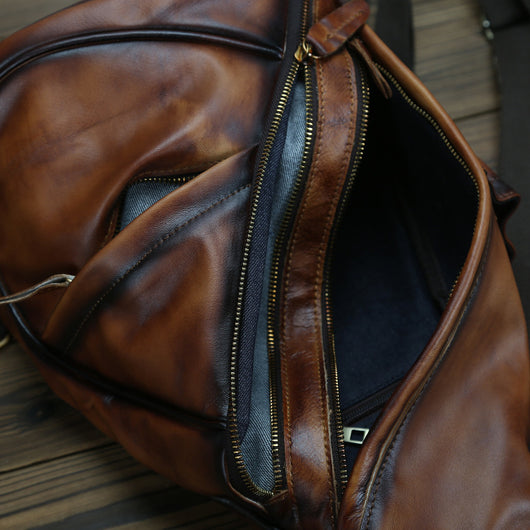 Mochila de Cuero Vintage con Bandolera Diagonal - Estilo Clásico - Image 13