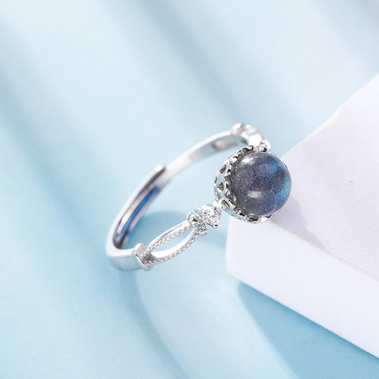 Pulsera y Anillo de Plata 925 con Piedra Luna y Diamantes - Elegancia Temperamental - Image 2
