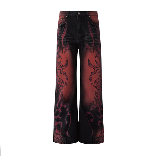 Pantalones Rectos Estilo Vintage Americano con Estampado Suelto - Image 6