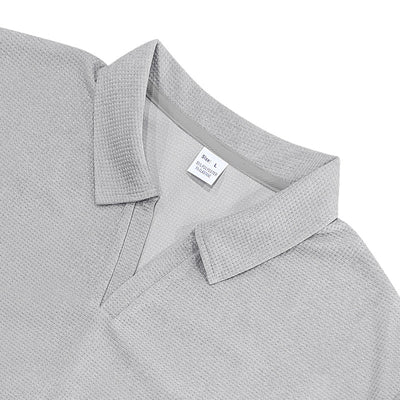 Polo Deportivo Hombre Cuello V Tejido Waffle Manga Corta Suelta - Image 46