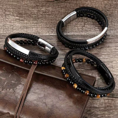 Pulsera de Piedra Natural con Cierre Magnético y Cuero Trenzado - Image 22
