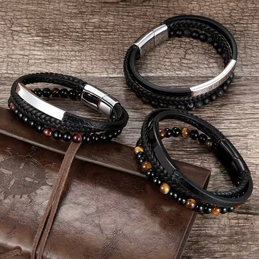 Pulsera de Piedra Natural con Cierre Magnético y Cuero Trenzado - Image 22