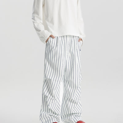 Pantalones Casuales Estilo Retro Americano a Rayas, Corte Recto y Pierna Ancha - Image 12