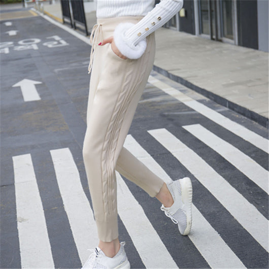 Pantalones Harem Tejidos Cómodos con Encaje de Lino y Grosor Premium - Image 16