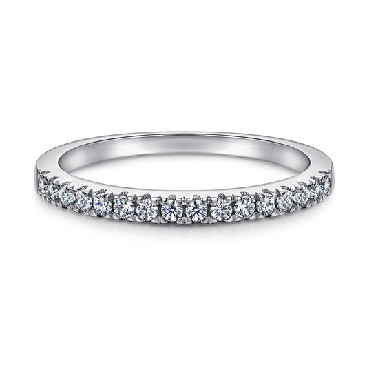 Anillo de Diamante en V para Dedo Índice - Media Caña en Plata