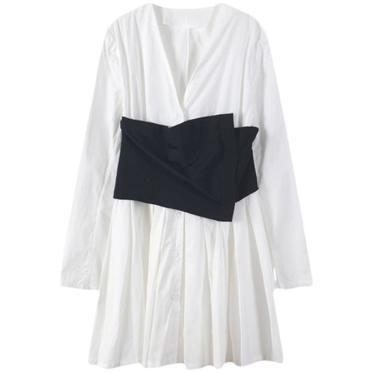 Camisa Blanca Francesa Cuello V Manga Larga Nicho - Image 2