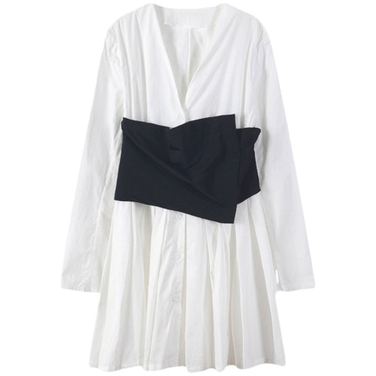 Camisa Blanca Francesa Cuello V Manga Larga Nicho - Image 2