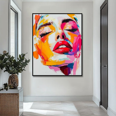 Cuadro Abstracto Moderno Pintura al Óleo Hecha a Mano - Rostro Contemporáneo con Técnica de Espátula - Image 5