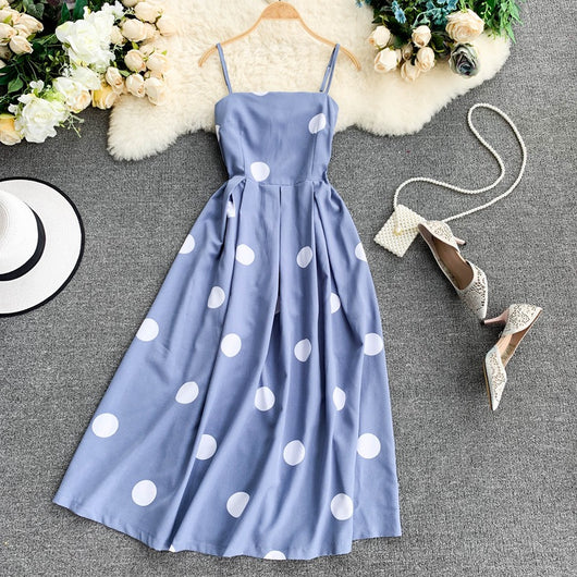 Vestido Vintage de Lunares para Verano con Tirantes - Image 14