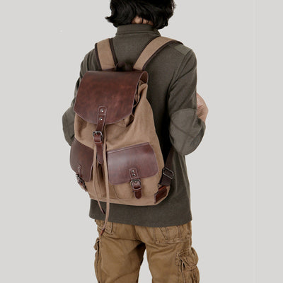 Mochila para Hombre de Lona y Cuero Crazy Horse - Image 9