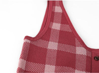 Conjunto de Camisola y Suéter a Cuadros Retro para Mujer - Image 3