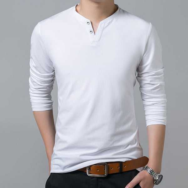 Playera Cuello V Hombre - Diseño Clásico de Color Liso