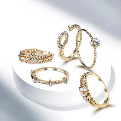 Juego de Anillos Articulados Chapados en Oro 18K Estilo Europeo - Image 8