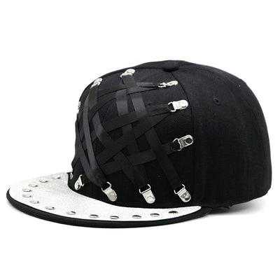 Gorra Punk Hip Hop Cuero X Cuero Visera Plana Unisex - Image 8