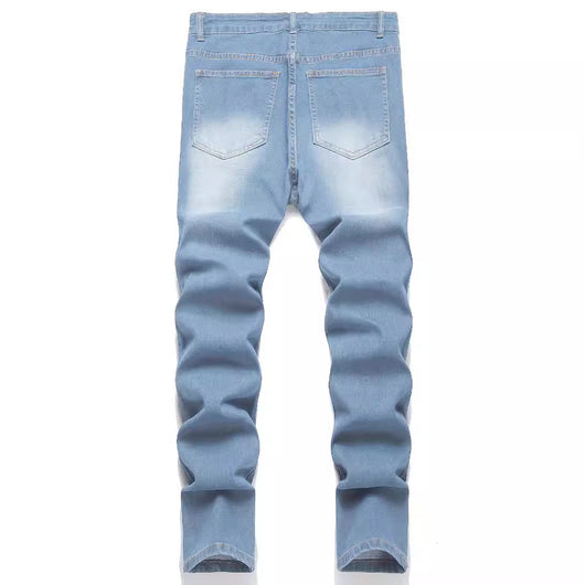 Pantalones Vaqueros Rotos con Parches Estilo Europeo y Americano para Hombre - Image 4