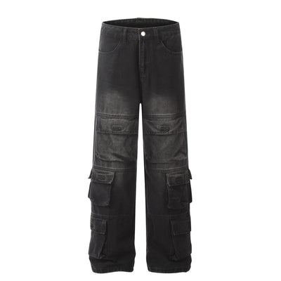 Jeans Casuales Hombre con Múltiples Bolsillos - Estilo Street Lavado Pesado - Image 4
