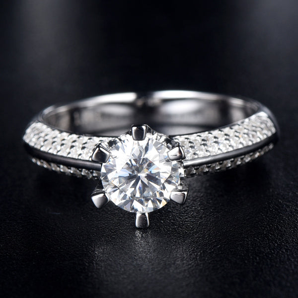 Anillo de Plata 925 para Mujer con Diamante de Seis Puntas