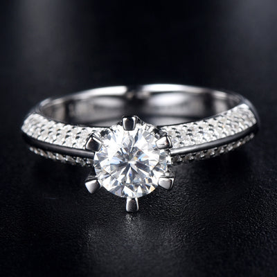 Anillo de Plata 925 para Mujer con Diamante de Seis Puntas