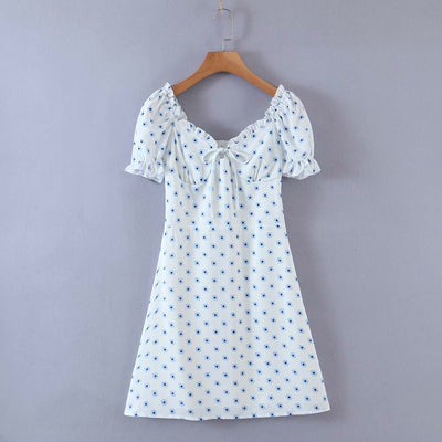 Vestido Playero Retro con Cuello Cuadrado y Mangas Abullonadas - Image 6