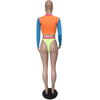 Traje de Baño Bicolor con Contraste de Moda Europea y Americana - Image 19