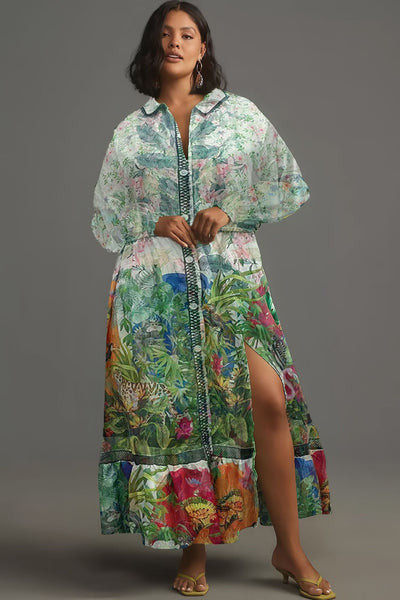 Vestido Camisero Floral de Manga Larga para Mujer - Image 9
