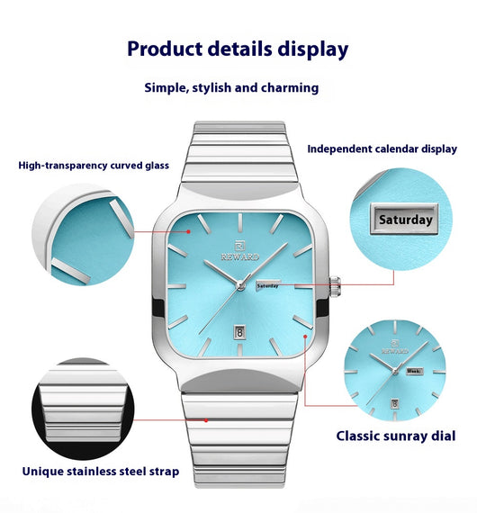 Reloj de Pareja Cuadrado Funcional de Doble Punta - Image 18