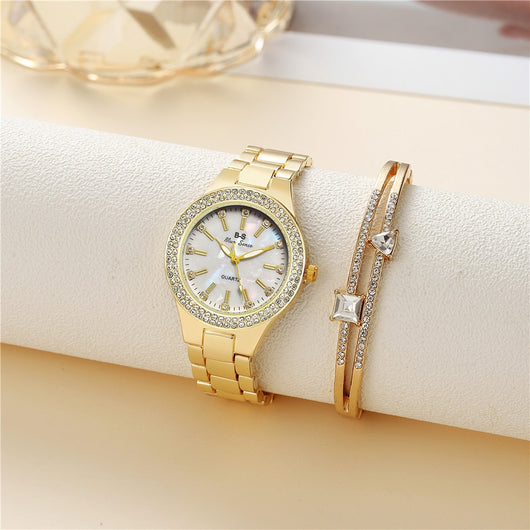 Conjunto de Reloj Pulsera para Mujer con Diamantes - Dos Piezas - Image 5